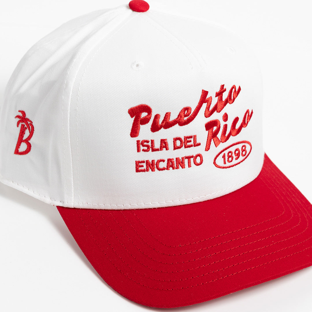 Puerto Rico Isla Del Encanto - White/Red - Ball Cap